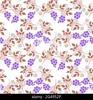 Illustrazione vettoriale motivo senza giunture - fiori da giardino e foglie di piante su sfondo bianco isolato. Illustrazione vettoriale Illustrazione Vettoriale