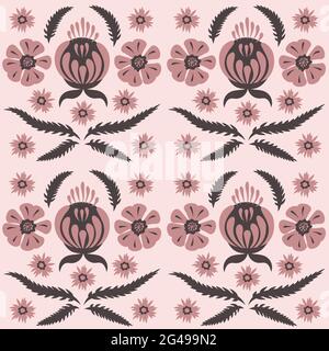 Floral seamless pattern. Il ramo con foglie ornamento. Fiorire la natura giardino sfondo testurizzata Illustrazione Vettoriale