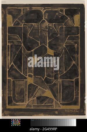 Cellula di Germ II; disegno di Carpet per finestra nel Noordertransetto del Dom in Utrecht. . Foto Stock