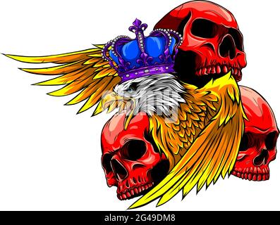 Illustrazione vettoriale di re Eagle e Skulls Illustrazione Vettoriale