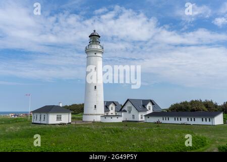 Vista sul faro di Hirtshals nel nord della Danimarca Foto Stock