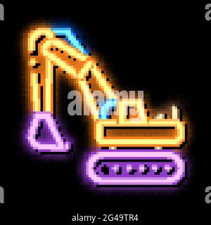 illustrazione dell'icona della luce al neon dell'escavatore Illustrazione Vettoriale