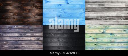 Collezione di diversi sfondi in legno, grunge texture in legno Foto Stock