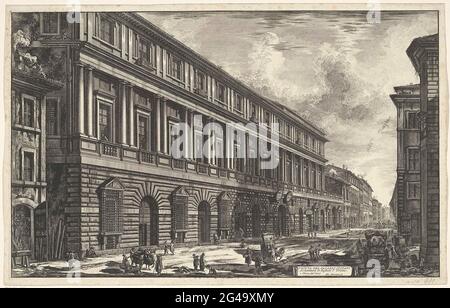 Palazzo Vidoni Caffarelli te Roma; veduta di Palazzo Stopani, architettura di Rafaele d'Urbino; Gezichten op Roma; vedute di Roma disegnate e incise dall'architetto Giambattista Piranesi VE (Nez) iano. Gezicht Op de façade Van Palazzo Vidoni Caffarelli te Roma. Titel Op Banderol Rechtsonder. Foto Stock