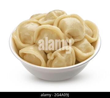 Gnocchi di carne, pelmeni isolato su sfondo bianco Foto Stock
