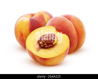 Peach isolato su sfondo bianco con tracciato di ritaglio Foto Stock