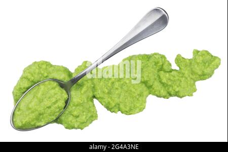 Wasabi con cucchiaio isolato su sfondo bianco Foto Stock