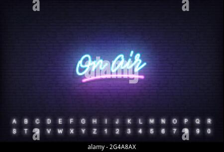 Sulla sagoma del neon Air. Scritta in neon brillante sul cartello Air Illustrazione Vettoriale