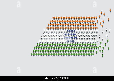 Persone che indossano colori diversi che si assemblano nella forma della bandiera indiana Illustrazione Vettoriale