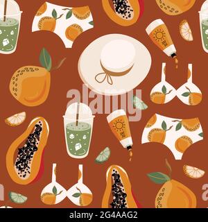 Asbstract elementi estivi e frutta Illustrazione Vettoriale