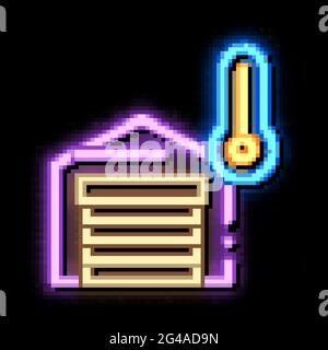 misurazioni della temperatura nell'immagine dell'icona del bagliore al neon del garage Illustrazione Vettoriale