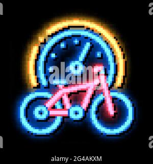 icona tempo di utilizzo della bicicletta al neon Illustrazione Vettoriale