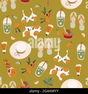 Asbstract elementi estivi e frutta Illustrazione Vettoriale