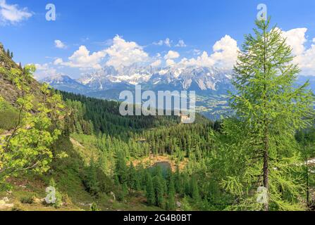 Vista Dachstein da Reiteralm Foto Stock