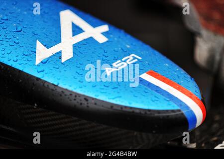 Le Castellet, Francia. 20 Giugno 2021. Alpine F1 Team A521 nosecone. Gran Premio di Francia, domenica 20 giugno 2021. Paul Ricard, Francia. Credit: James Moy/Alamy Live News Foto Stock
