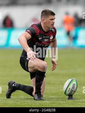 LONDRA, REGNO UNITO. 20 GIUGNO: Owen Farrell di Saracens durante la partita del Greene King IPA Championship tra Saracens e Ealing Trailfinders allo StoneX Stadium di Londra domenica 20 giugno 2021. (Credit: Juan Gasparini | MI News) Credit: MI News & Sport /Alamy Live News Foto Stock