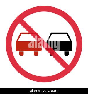 Nessun sorpasso avvertimento strada, divieto di trasporto icona, auto vietato informazioni vettore illustrazione . Illustrazione Vettoriale