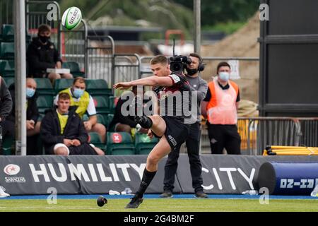 Londra, Regno Unito. 20 Giugno 2021. Owen Farrell N. 10 di Saracens converte la prova a Londra, Regno Unito il 20/2021. (Foto di Richard Washbrooke/News Images/Sipa USA) Credit: Sipa USA/Alamy Live News Foto Stock