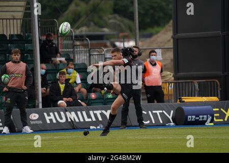 Londra, Regno Unito. 20 Giugno 2021. Owen Farrell N. 10 di Saracens converte la prova a Londra, Regno Unito il 20/2021. (Foto di Richard Washbrooke/News Images/Sipa USA) Credit: Sipa USA/Alamy Live News Foto Stock