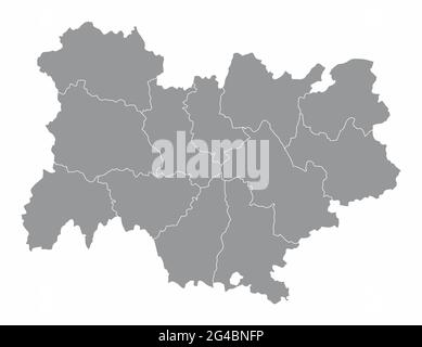 Auvergne-Rhone-Alpes mappa amministrativa isolata su sfondo bianco Illustrazione Vettoriale
