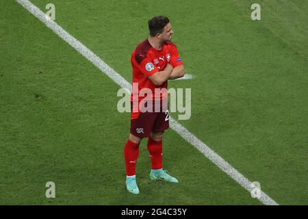 BAKU, AZERBAIGIAN - GIUGNO 20: Xherdan Shaqiri della Svizzera festeggia il suo obiettivo durante la partita UEFA Euro 2020 tra la Svizzera e la Turchia allo Stadio Olimpico di Baku il 20 giugno 2021 a Baku, Azerbaigian (Foto di /Orange Pictures) Credit: Orange Pics BV/Alamy Live News Foto Stock