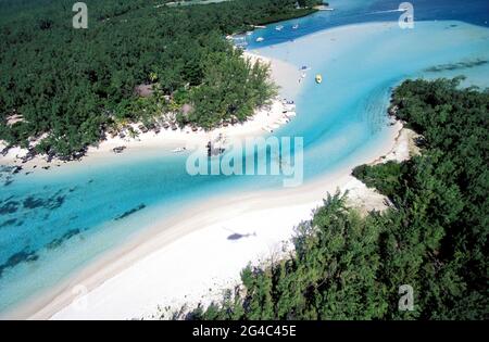 MAURITIUS. VEDUTA AEREA DELL'ISOLA DI L'ILE AUX CERFS Foto Stock