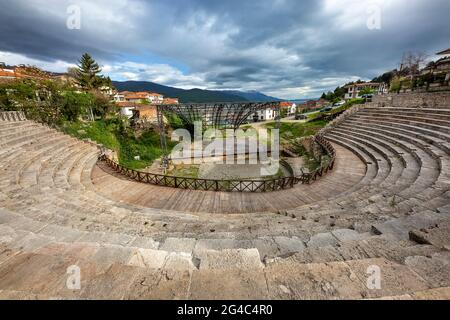 Anfiteatro romano a Ohrid, Macedonia del Nord Foto Stock