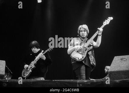 Ecografia al Glastonbury Festival 1998, Worthy Farm, Somerset, Inghilterra, Regno Unito. Foto Stock