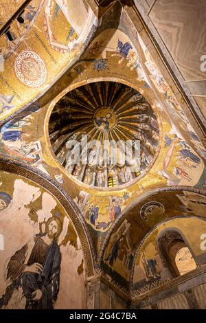 Murales di Chiesa bizantina di Chora convertito in una moschea e conosciuto come Moschea Kariye ora, a Istanbul, Turchia Foto Stock