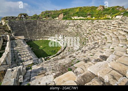 Anfiteatro romano nelle rovine di Afrodisia in Turchia Foto Stock