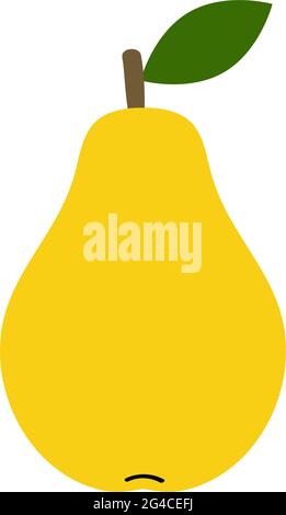 Giallo pera. Stile piatto cartoon. Isolato su sfondo bianco. Illustrazione vettoriale. Frutta Illustrazione Vettoriale