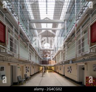 Interno della sala al Peterhead Prison Museum di Peterhead, Aberdeenshire, Scozia, Regno Unito Foto Stock