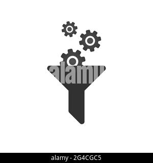 Icona filtro con Gears. App, UI. Illustrazione vettoriale stock isolata su sfondo bianco. Illustrazione Vettoriale