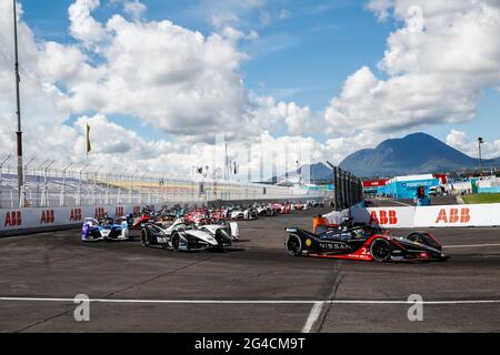 Puebla, Messico, 20 giugno 2021. 22 Rowland Oliver (gbr), Nissan e.dams, Nissan IM02, azione che conduce la gara partirà durante l'ePrix 2021 di Puebla, 5° incontro del Campionato del mondo di Formula e 2020-21, sull'Autodromo Miguel E. Abed dal 18 al 20 giugno, a Puebla, Messico - Foto Xavi Bonilla/DPPI Credit: DPPI Media/Alamy Live News Foto Stock