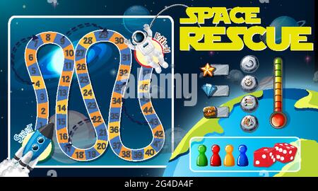 Serpente e scale modello di gioco con spazio tema illustrazione Illustrazione Vettoriale