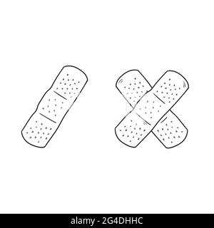 Cartoon Medical Plaster isolato su sfondo bianco. Illustrazione del vettore di scorta. Illustrazione Vettoriale