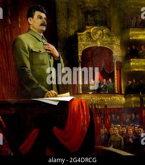 Grande giuramento (discorso di Joseph Stalin al II Congresso russo dei sovietici, il 26 gennaio 1924). ( Rivoluzione russa 1917 - 1945 ) Lenin Stalin propaganda russa - Pubblicità Russia URSS Foto Stock