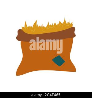 Fieno in bag. Una pila di fieno in un sacchetto Illustrazione Vettoriale