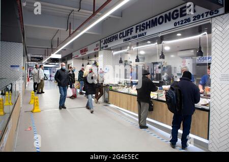 Mercato di Barnsley nel centro della città di Barnsley nel South Yorkshire, Inghilterra. Foto Stock