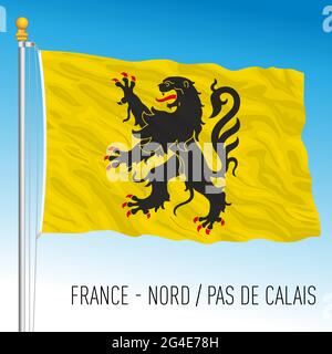Nord - bandiera regionale Pas de Calais, Francia, Unione europea, illustrazione vettoriale Illustrazione Vettoriale