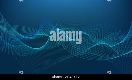 Swaying linee ondulate Abstract Wave sfondo blu Foto Stock