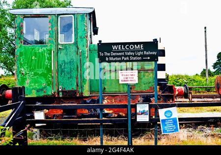 Shunter Ruston a passo corto a Murton Park, Derwent Valley Railway, North Yorkshire, Inghilterra Foto Stock