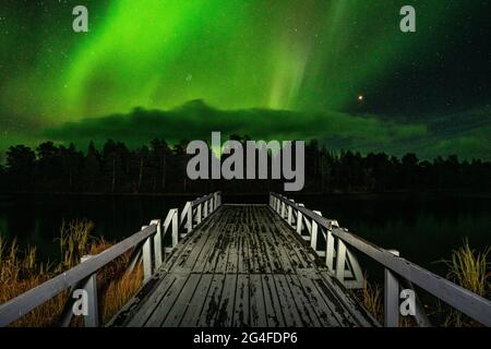 Aurora boreale sopra Abisko, Abisko, Svezia Foto Stock