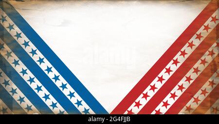 Composizione di stelle rosse e blu e strisce su sfondo bianco Foto Stock