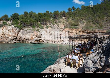 Ca's Patro March Beach Cafe a Dea, sull'isola delle Baleari di Maiorca in Spagna Foto Stock