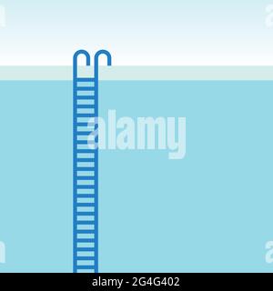 Scala piscina. Illustrazione vettoriale, design piatto Illustrazione Vettoriale
