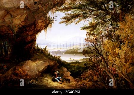 Scena su The Hudson (RIP Van Winkle), 1845. Foto Stock