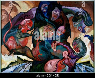 Stanisław Ignacy Witkiewicz artwork intitolato Fantastyczna (Wizja z maskami) Foto Stock