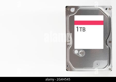 Direttamente sopra Vista dell'hardware del meccanismo del disco rigido del computer Foto Stock