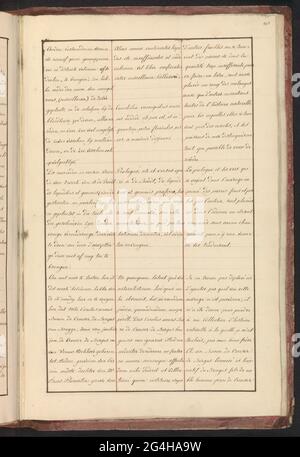 Continuazione del messaggio all'amante della storia naturale (quinta pagina). Continua (quinta pagina) dei testi introduttivi in tre colonne in olandese, latino e francese, in cui il compilatore degli album si concentra sul lettore. Per l'inizio vedere pag. 23. Parte del primo album con disegni di amici a quattro zampe. Primo di dodici album con disegni di animali, uccelli e piante conosciuti intorno al 1600, realizzati dall'imperatore Rudolf II Con spiegazione in olandese, latino e francese. Foto Stock